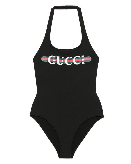 Gucci Black Sparkling Jersey Swimsuit With Print