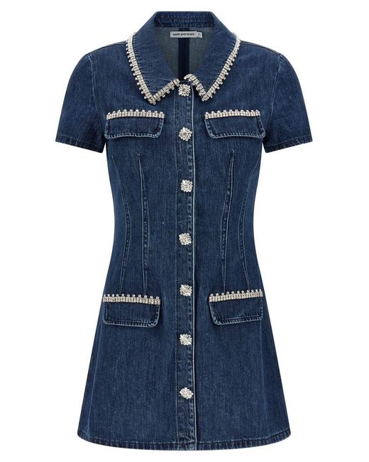 Self-Portrait Blue 'Denim Collared Mini' Dress