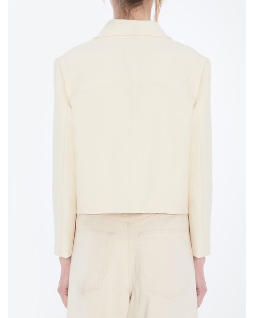 Gucci White Gg Jacquard Cropped Jacket
