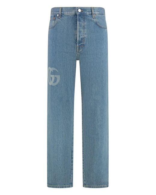Gucci Blue 5-Pocket Straight-Leg Jeans for men