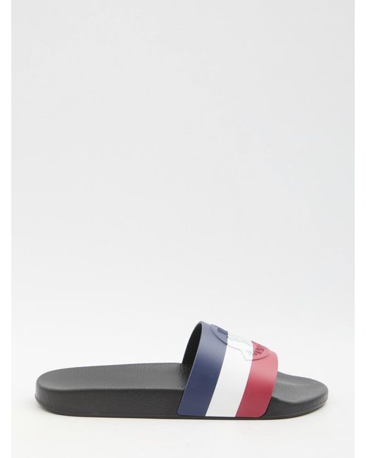 Moncler White Basile Slides for men