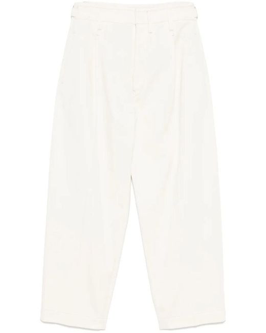 Lemaire White Pleated Carrot Pants By for men