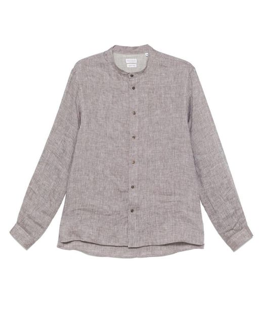 Brunello Cucinelli Gray Linen Shirt for men