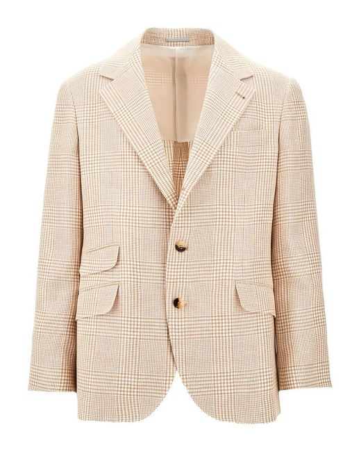 Brunello Cucinelli Natural Suit-Type Linen Jacket for men