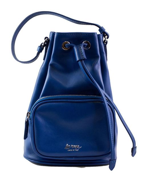 LA ROSE Blue Leather Satchel Bag