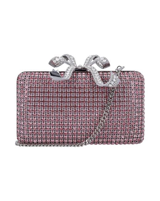 Self-Portrait Purple Crystal Box Clutch