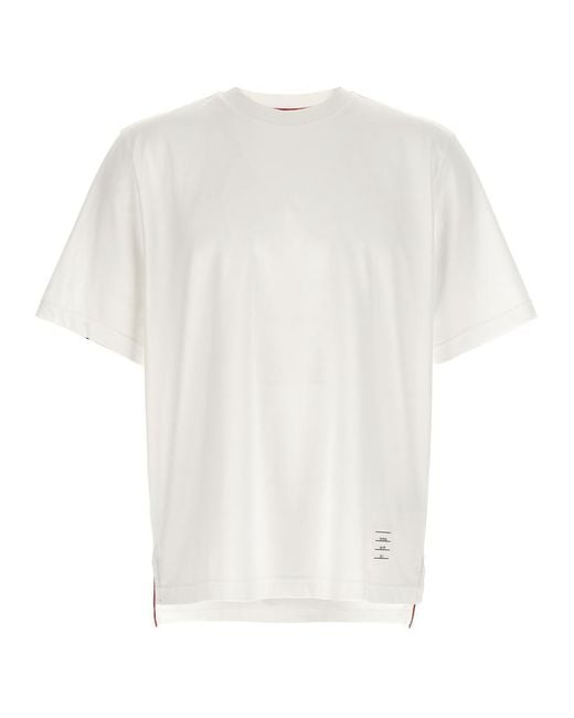 Tシャツ・カットソー THOM BROWNE FW25 'RWB Knit Trim' T-shirt (MJS288A00042 100) Thom Browne 'Rwb Knit Trim' T-Shirt in White for Men | Lyst UK
