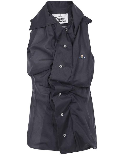 Vivienne Westwood Blue Short Sleeves Drunken Shirt