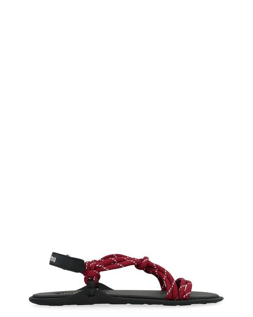 Miu Miu Red Riviere Rope Sandals