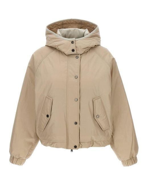 Brunello Cucinelli Natural Cropped Down Jacket
