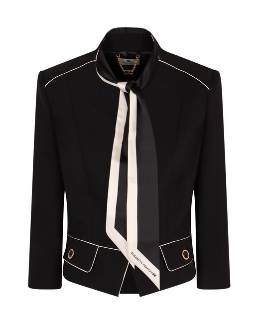 Elisabetta Franchi Black Single-Breasted Jacket