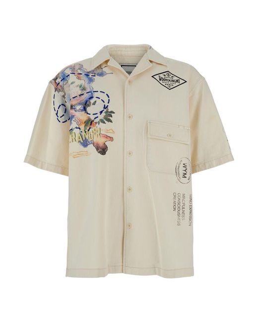 Wooyoungmi White Bowling Shirt With Cubab Collar for men