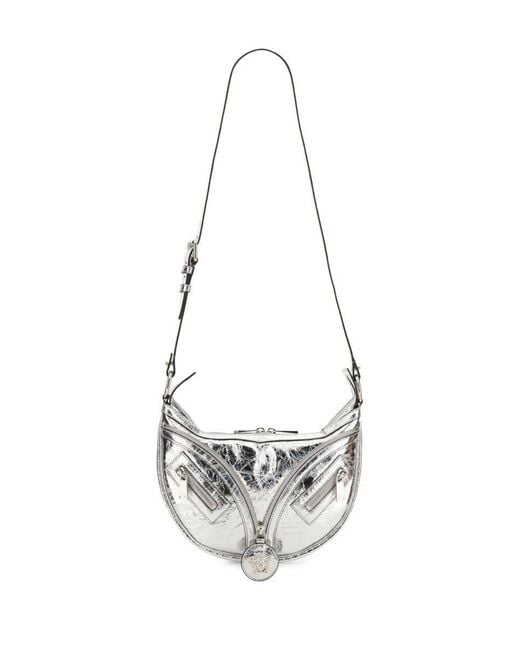 Versace Gray Repeat Leather Shoulder Bag