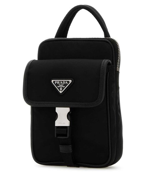 Prada Black Re-Nylon Phone Case for men