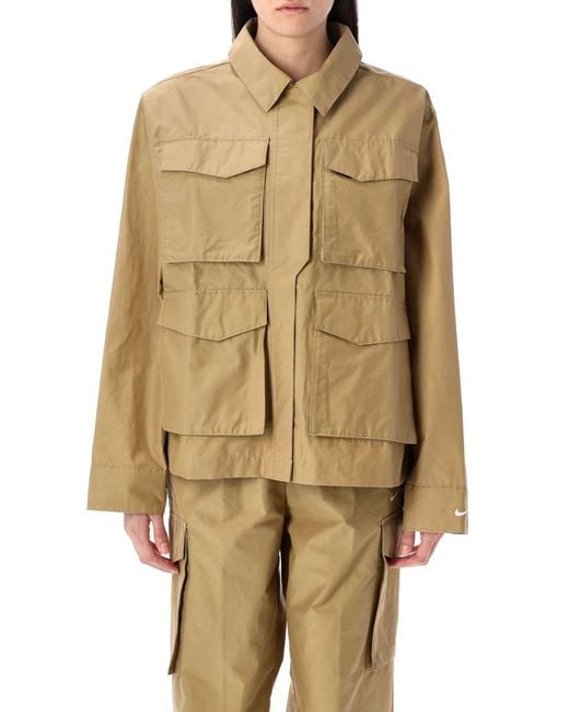 Nike Natural Shirt Jacket With Pockets