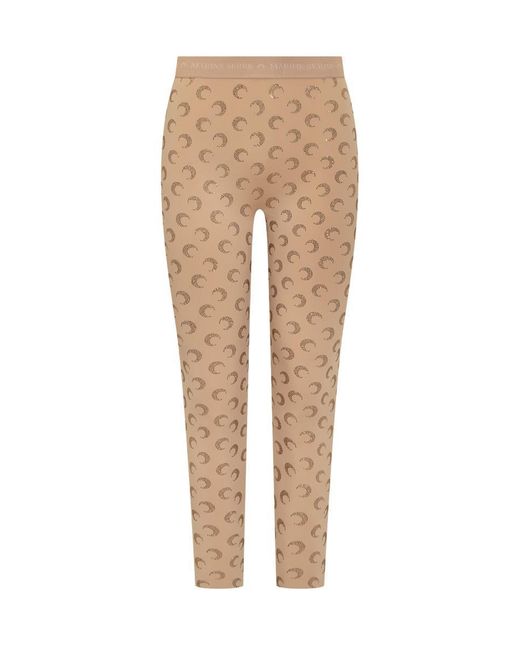 MARINE SERRE Natural Leggings With Crescent Moon Decoration