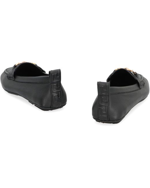 Versace Black Driver Leather Loafers for men