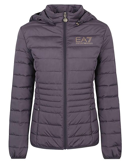 EA7 Purple Logo Short Down Jacket