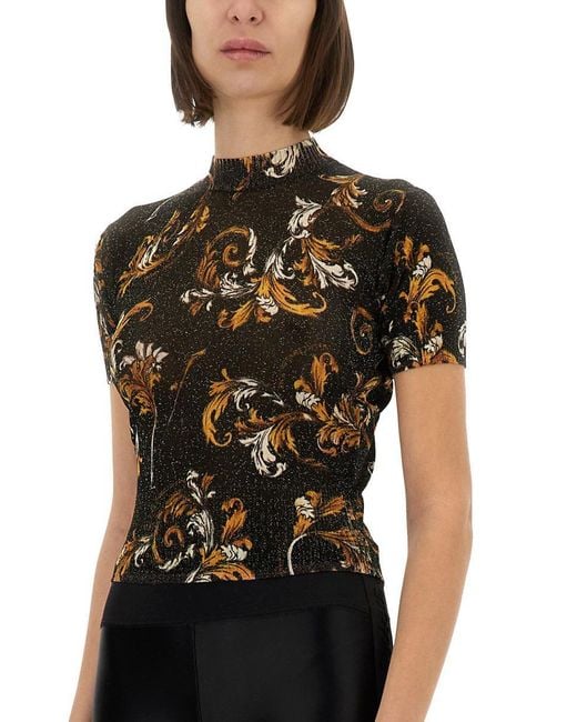 Versace Jeans Couture Black "Outline Baroque" Knitted T-Shirt