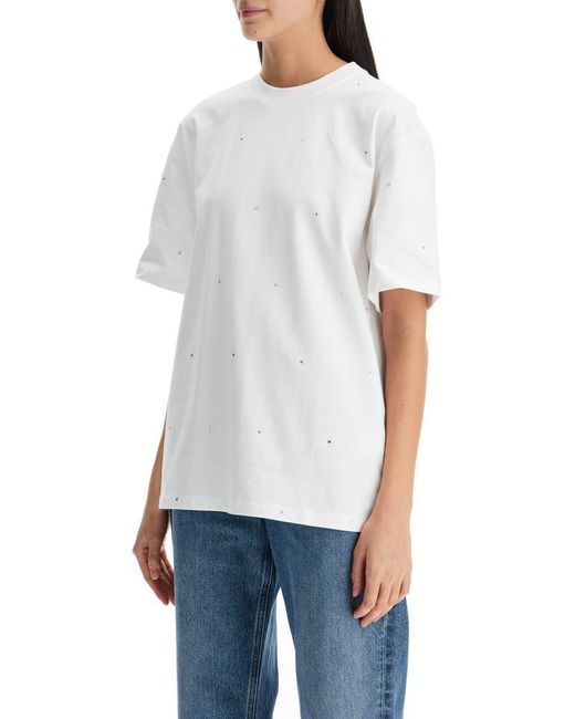 Ganni White T-Shirt With Rhin