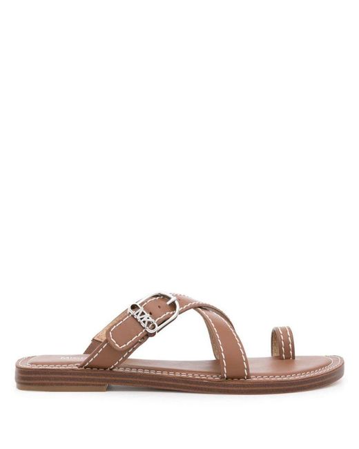 MICHAEL Michael Kors Brown Ashton Leather Flat Sandal