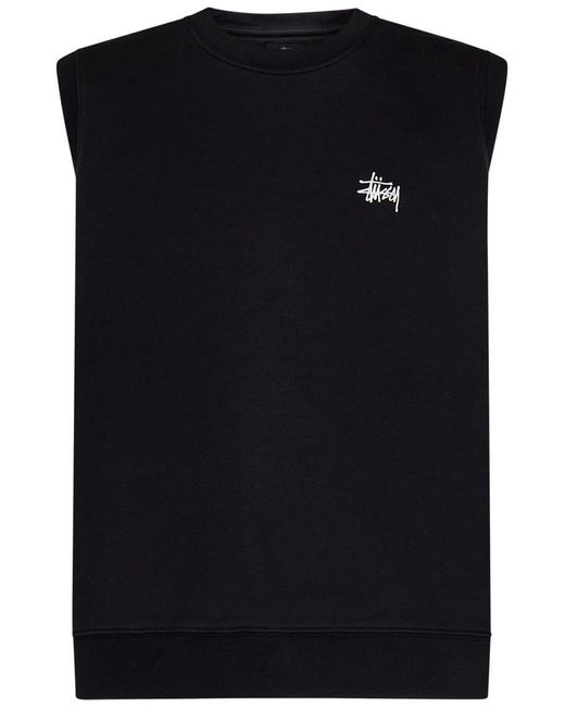 Stussy Black Stock Logo Gilet for men