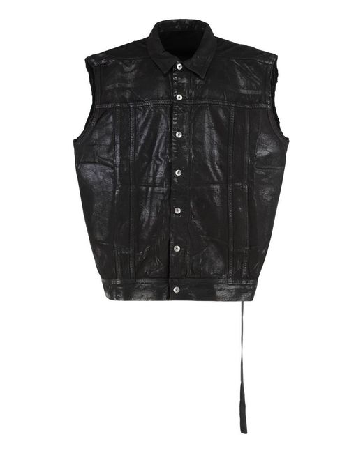 Rick Owens Black Denim Vest for men
