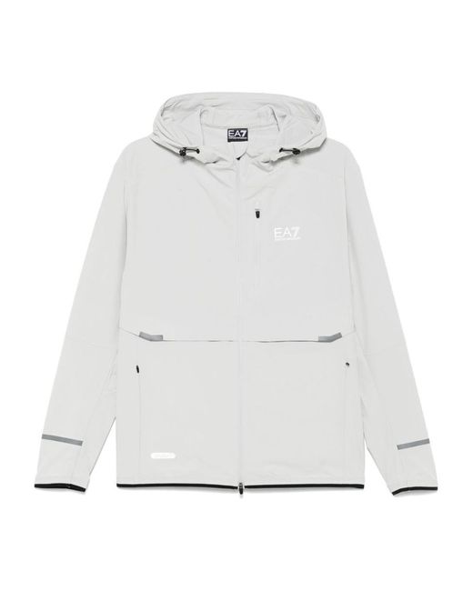 EA7 White Hooded Blouson Jacket for men