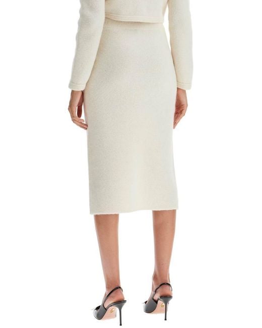 Alessandra Rich Natural 'Alpaca Midi Skirt