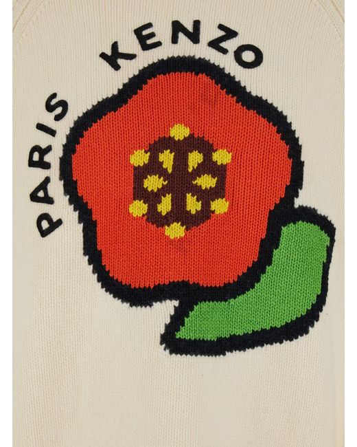 KENZO White 'Pop' Crewneck Sweater With Maxi Logo On The Front for men