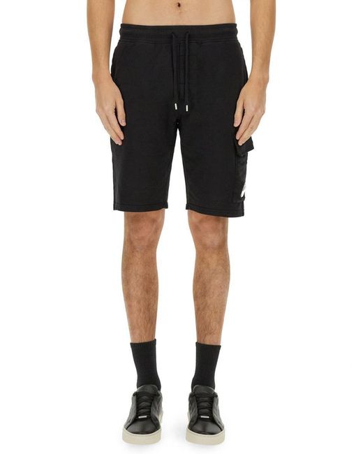 C P Company Black Sweatshirt Bermuda for men
