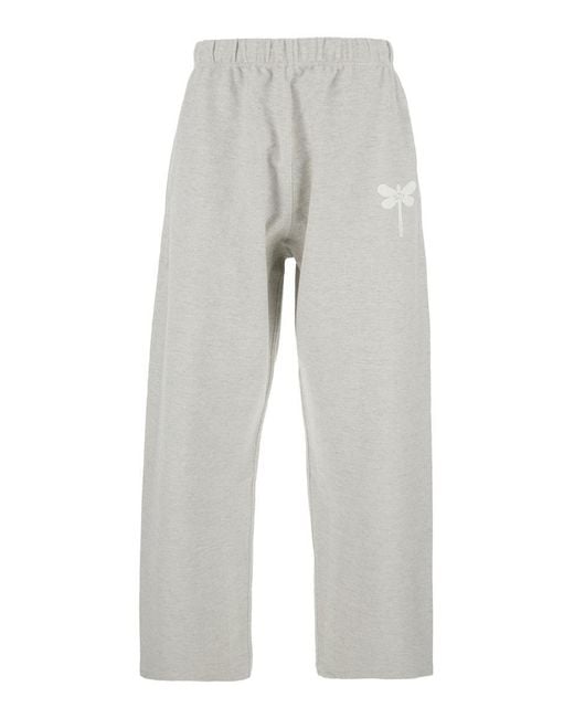 KENZO Gray 'Dragonfly' Pants With Elastic Waist And Logo Print On Side And Rear for men