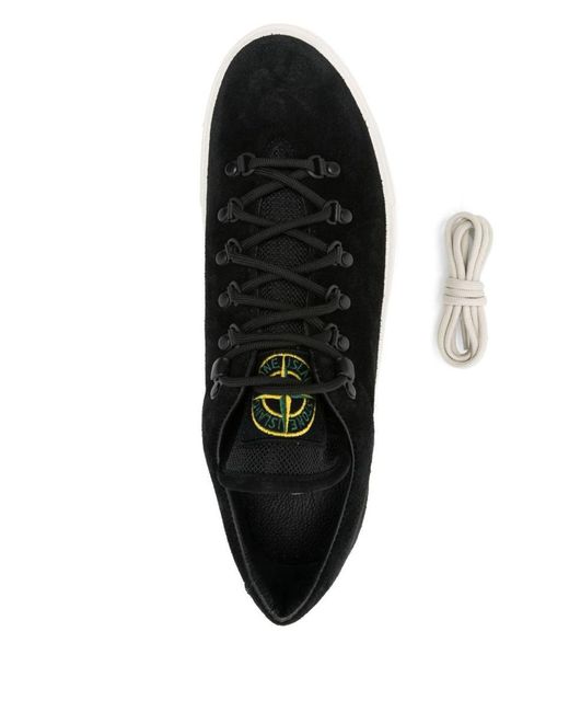 Stone Island Black Compass-Patch Sneakers for men