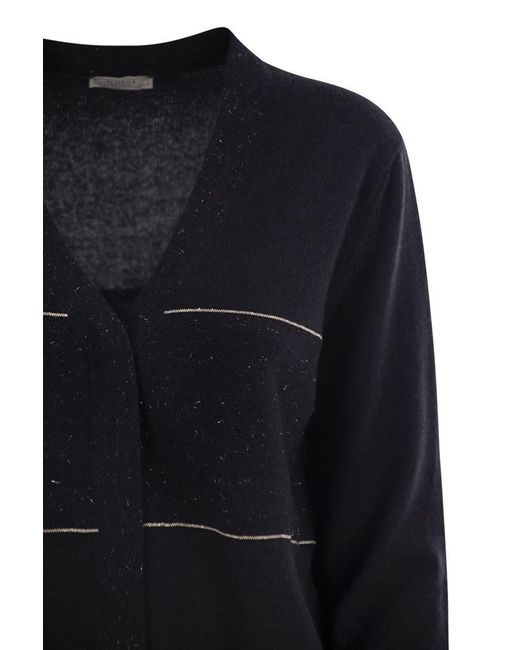 Peserico Blue Tricot Cardigan With Light Spots