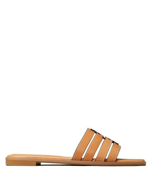 Tory Burch Brown Ines Leather Cage Sandals