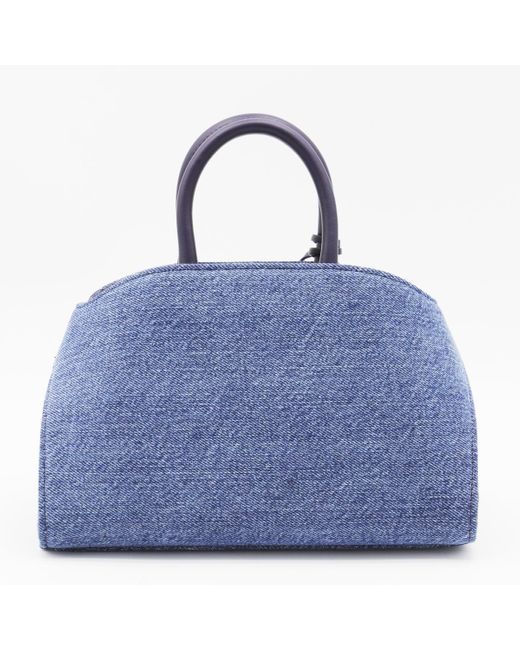 ハンドバッグ FERRAGAMO DENIM LEATHER HUG MINI TOP HANDLE BAG Ferragamo Denim Leather Hug Mini Top Handle Bag in Blue | Lyst