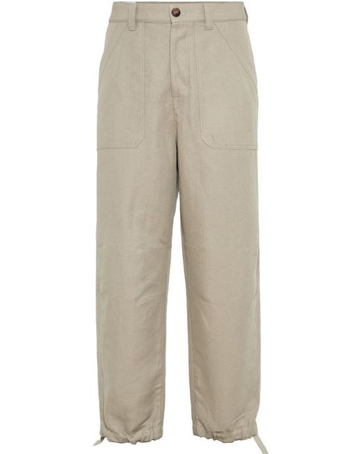 Brunello Cucinelli Natural Relaxed Fit Trousers for men
