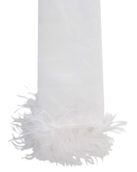 Cutuli Cult White Stoles W/Feathers Accessories