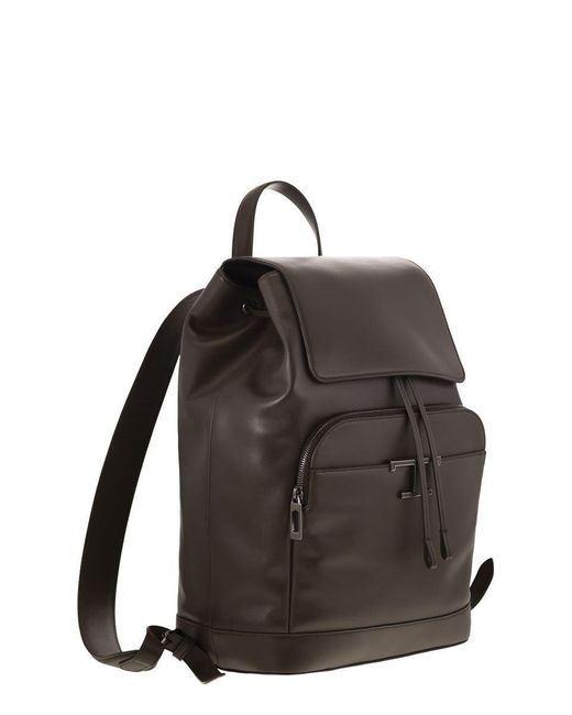 Tod's Black T Timeless Medium Leather Backpack for men
