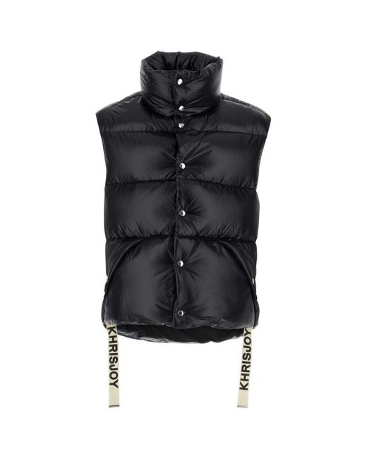 Khrisjoy Black Nylon Sleeveless Puff Shiny Down Jacket for men