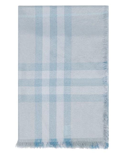 Burberry Blue Wool And Silk Scarf