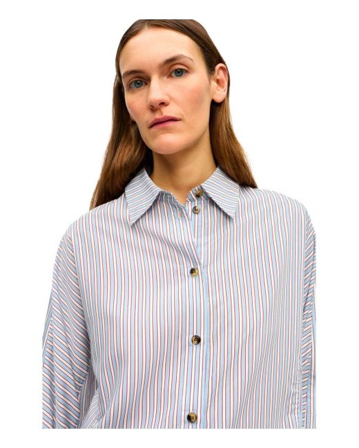 Ganni Blue Soft Chambray Striped Shirt