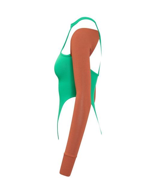 ALESSANDRO VIGILANTE Green Two-Tone Bodysuit