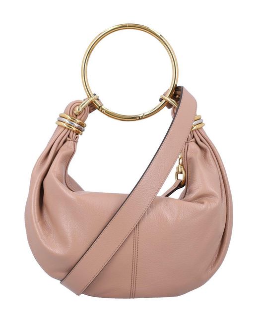 Chloé Pink Mini Grained Leather Hobo Handbag