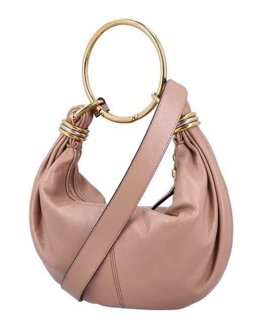 Chloé Pink Mini Grained Leather Hobo Handbag