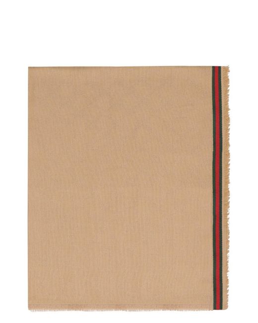 Gucci Natural Cotton-Silk Blend Scarf With Fringed Edges for men