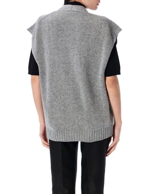 Fabiana Filippi Gray Sleeveless Cardigan