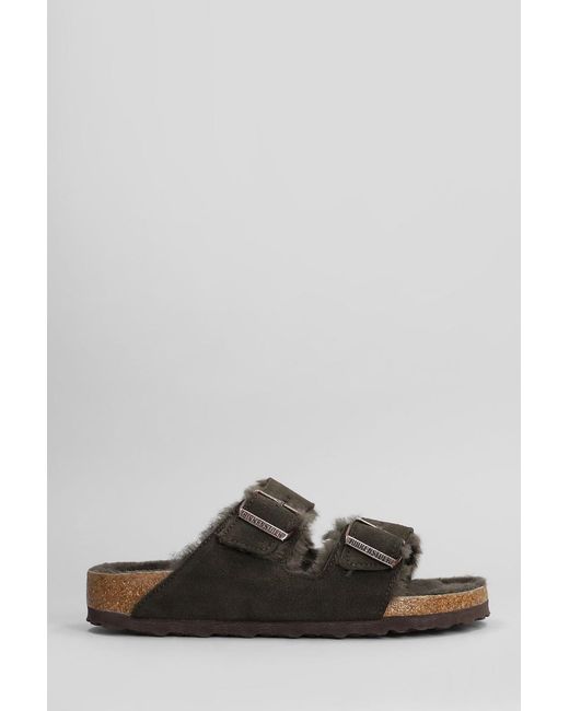 Birkenstock Gray Arizona Shearling Flats
