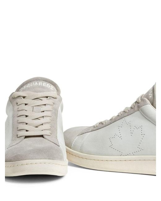 DSquared² White Dirty Maple Leaf Boxer Sneakers for men