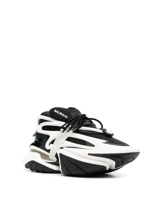 Balmain White Unicorn Low-Top Sneakers for men